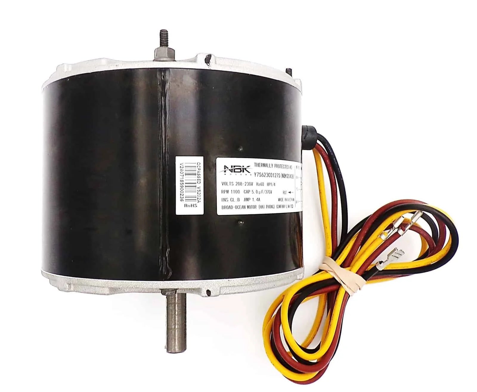 Condenser Fan Motor 1/4 HP 208-230V 1075 RPM w/ Capacitor – Replaces Genteq HC39GE237A, 5KCP39EGY823S