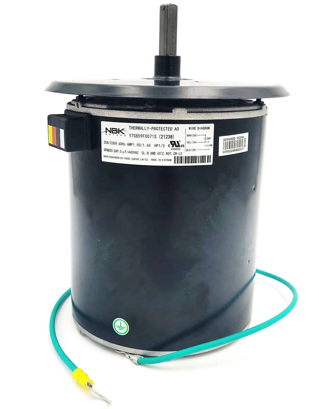York S1-6007531 / S1-02434550001 Replacement Condenser Fan Motor – 1/3 HP, 208-230V, 1075 RPM