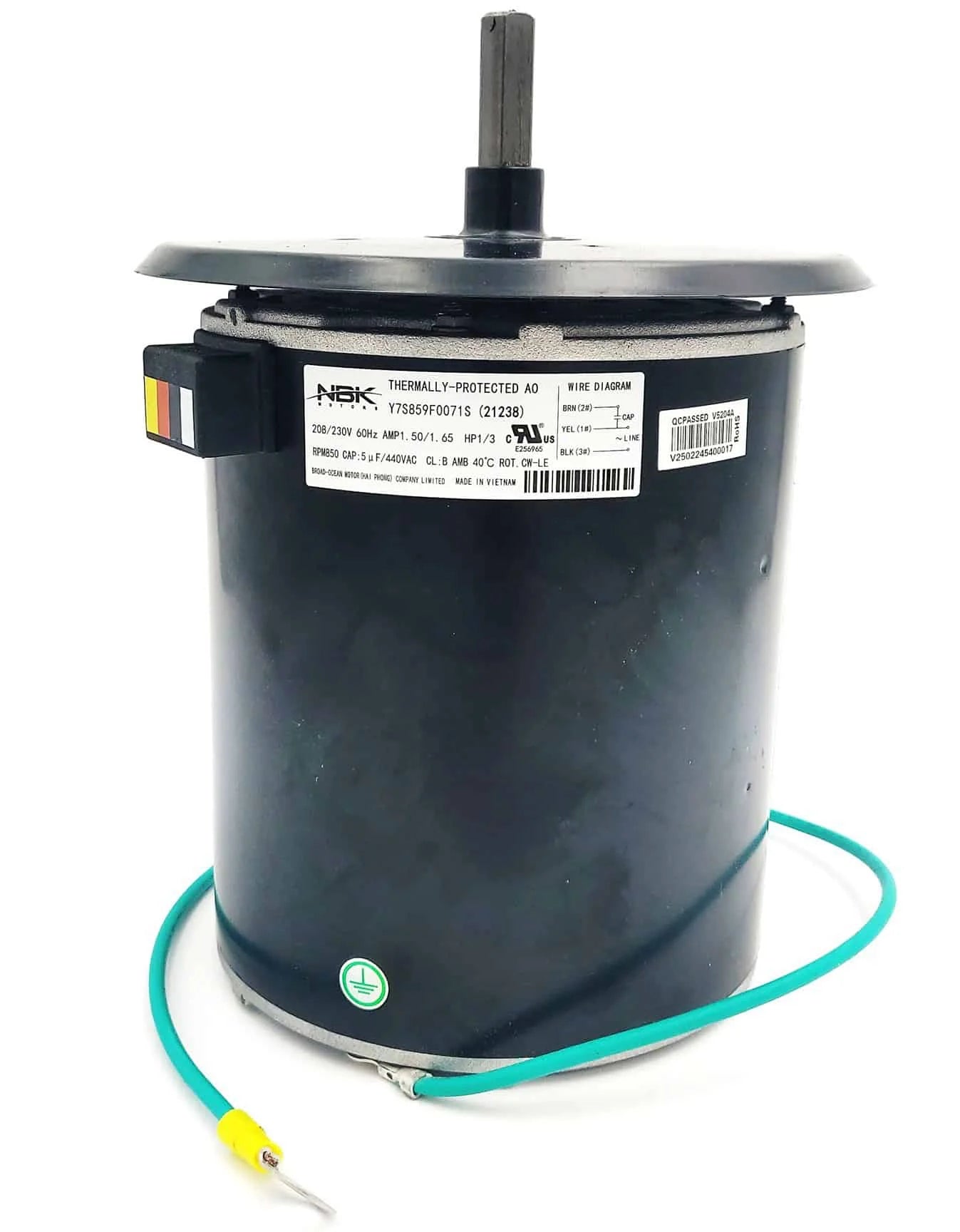 Condenser Fan Motor 1/3 HP 208-230V 1075 RPM w/ Capacitor – Replaces York S1-6007531, S1-02434550001