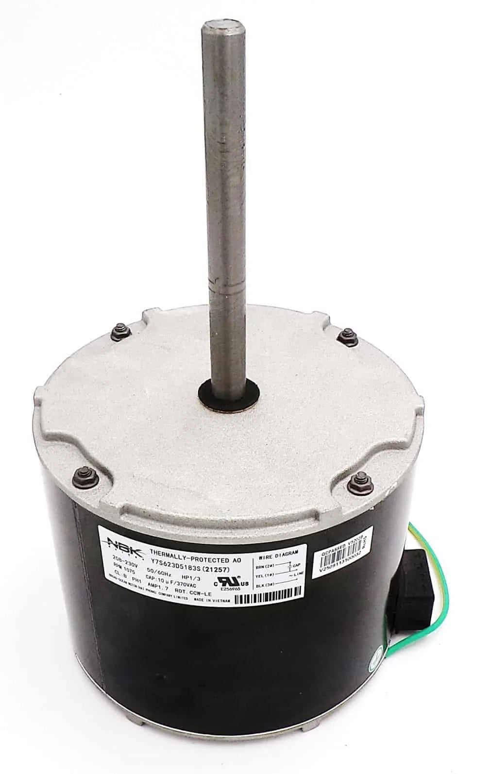 Condenser Fan Motor 1/3 HP 208-230V 1075 RPM w/ Capacitor – Replaces Lennox 14Y65, 79J81, 104607