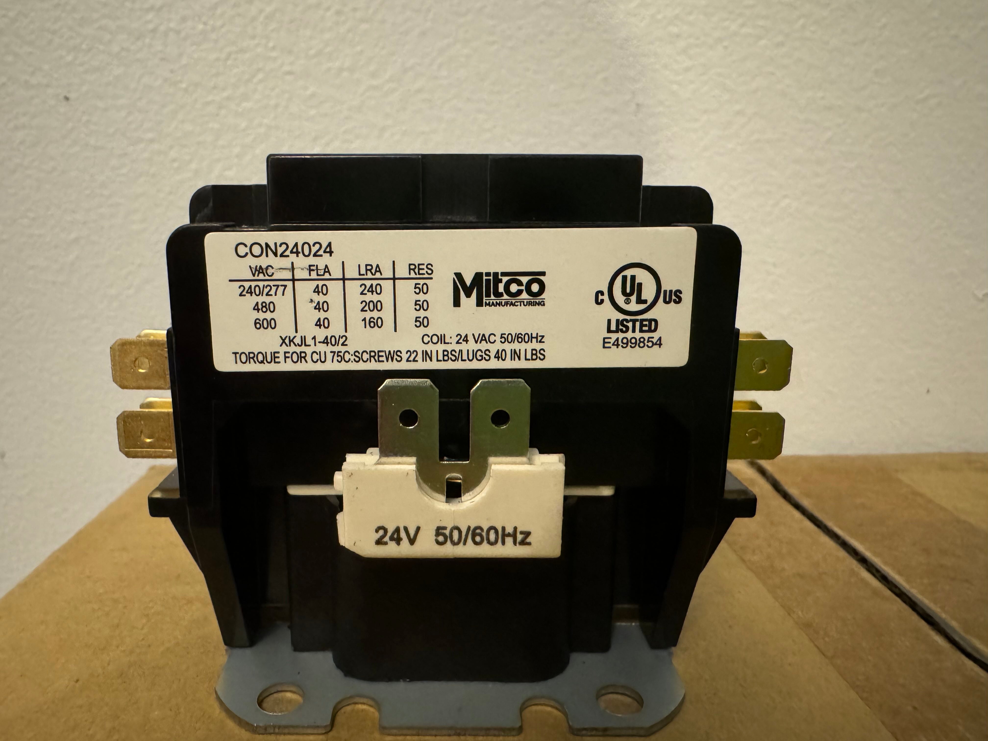 2-Pole 40 Amp Contactor – 24VAC Coil – Includes Lugs & Spade Terminals ...